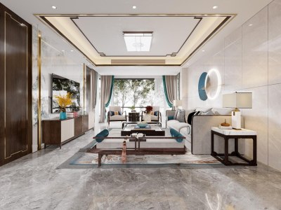 新中式客餐厅3D模型下载